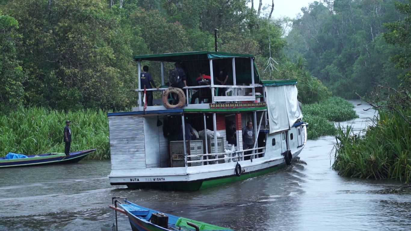Jalur air yang sempit di Taman Nasional Tanjung Puting, Indonesia