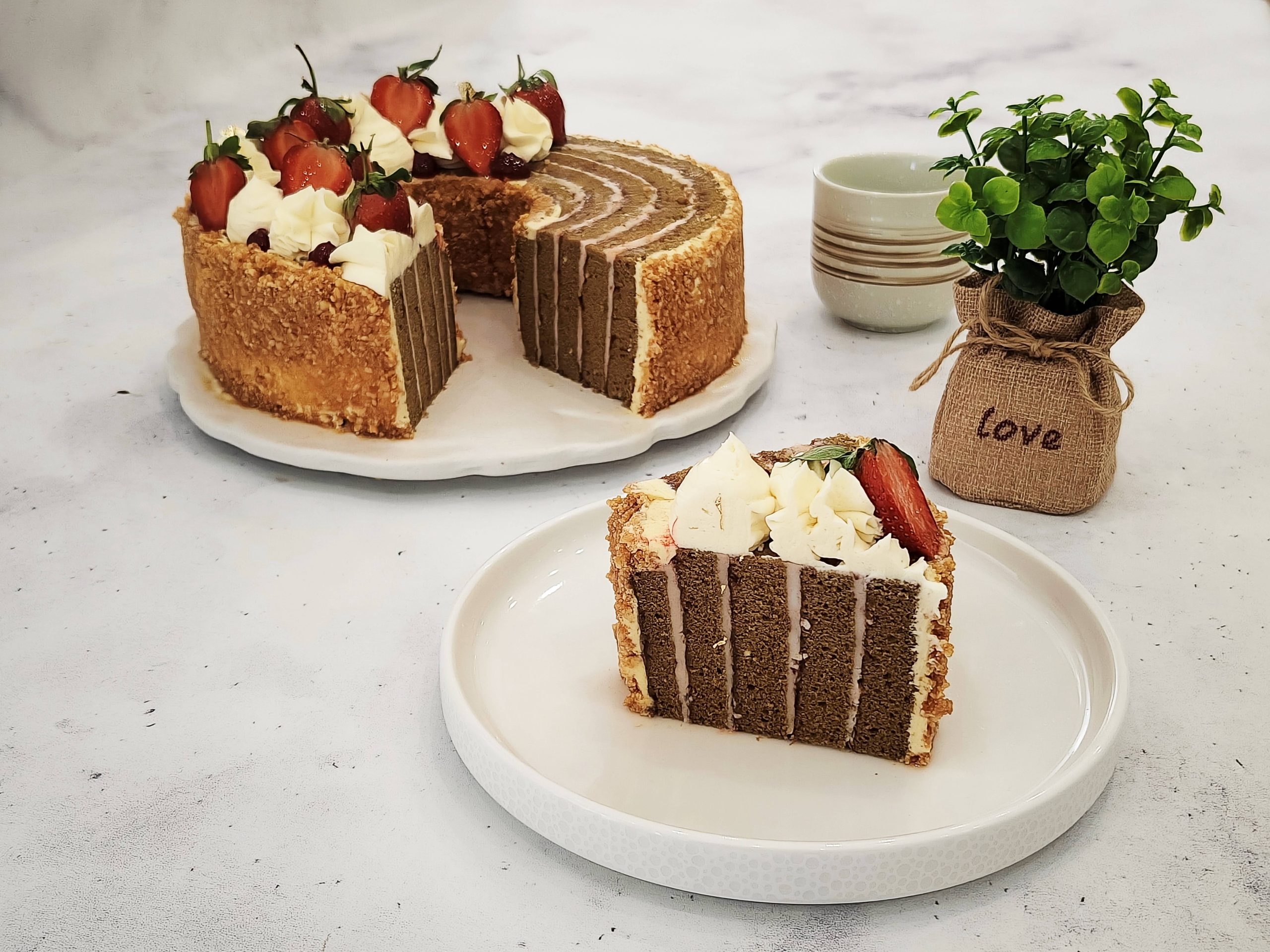 Choco Strawberry Nougat Spiral Cake